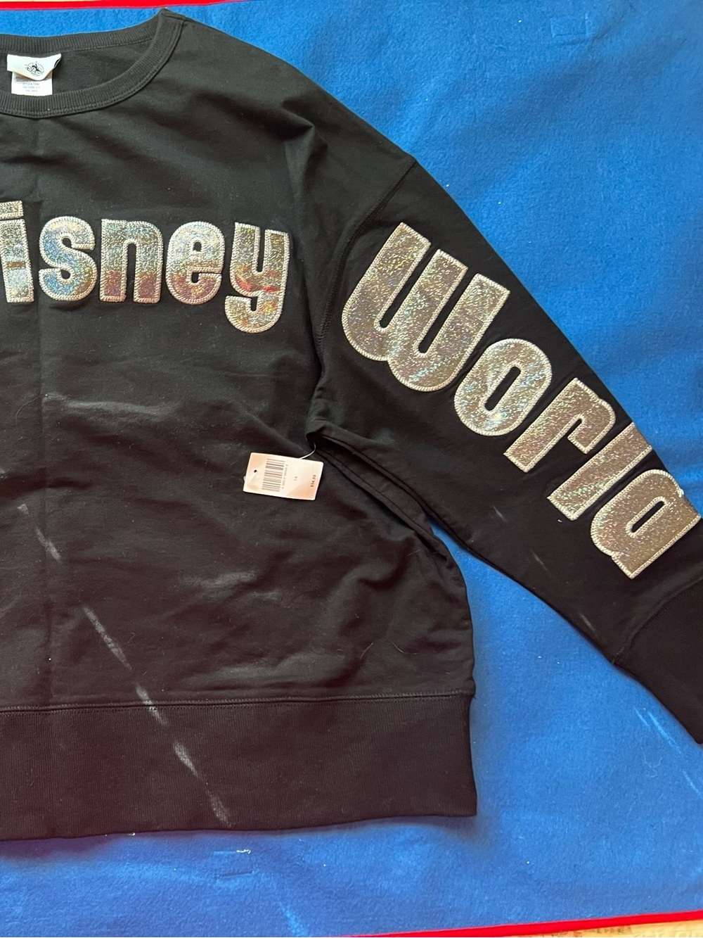 NWT 2026 Walt Disney World Black Crewneck Sweatshirt, Silver Letters, Woman's 1X